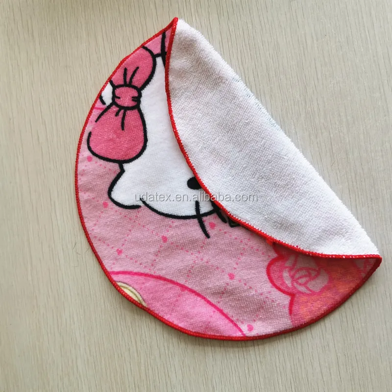 100% cotton reactive digital printing small lovely round face hand towel handkerchief towel for kids