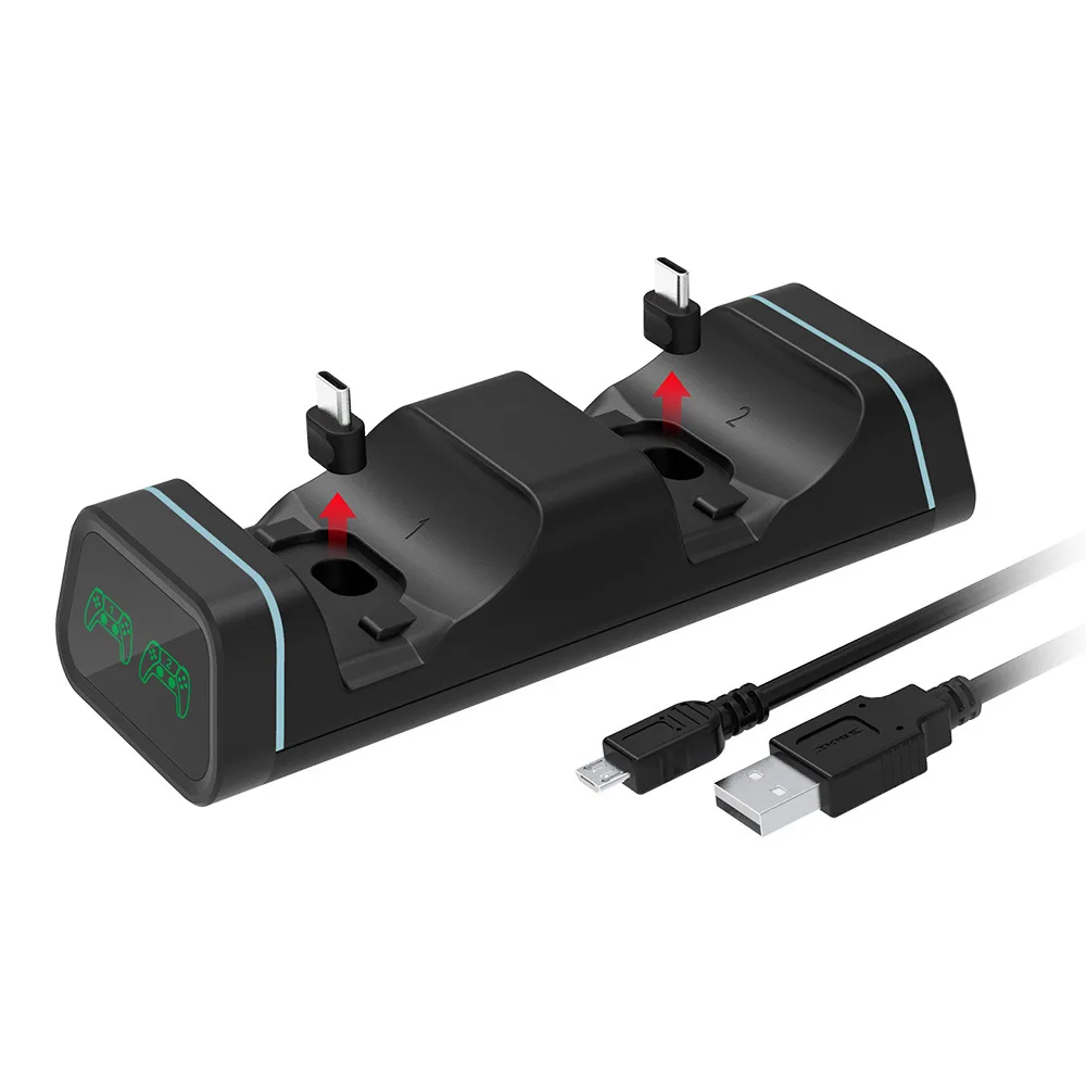 

Dual Charger Station Stand LED Charging Dock Base Fast Power Supply For PS5/Xbox Series X/S/Elite2/NS Pro Game Controller, Black