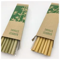 

H324 Custom Logo Wholesale With Brush Cleaner Organic Straw Eco Friendly Reusable Beverage Drinking Bamboo Straws