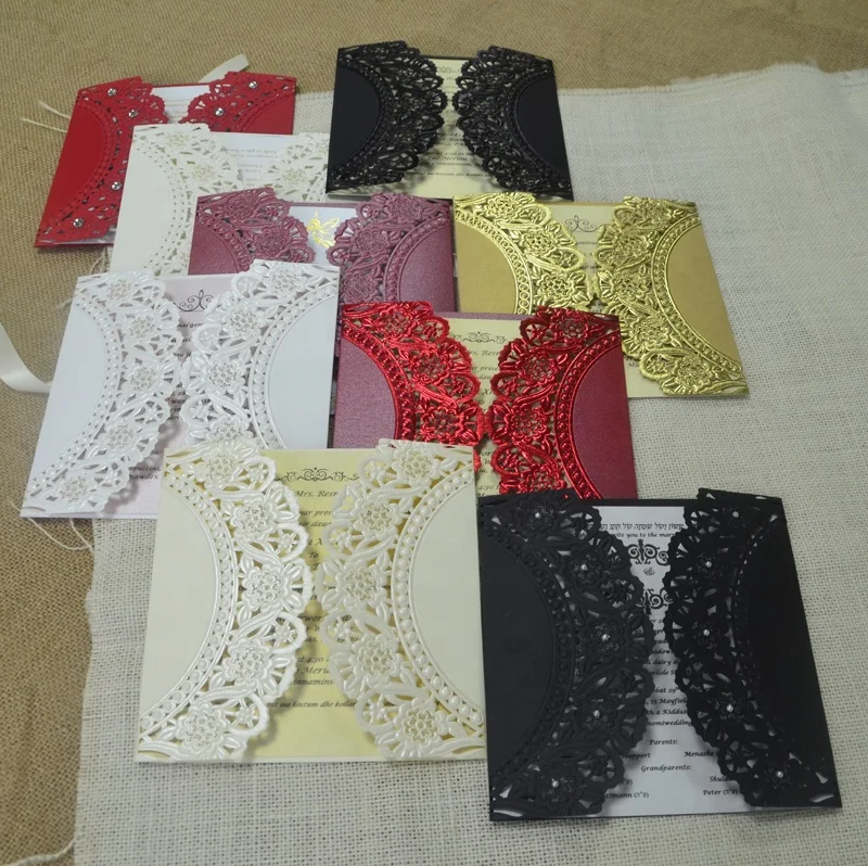 
Wholesale multi color square laser cut foil wedding invitations 