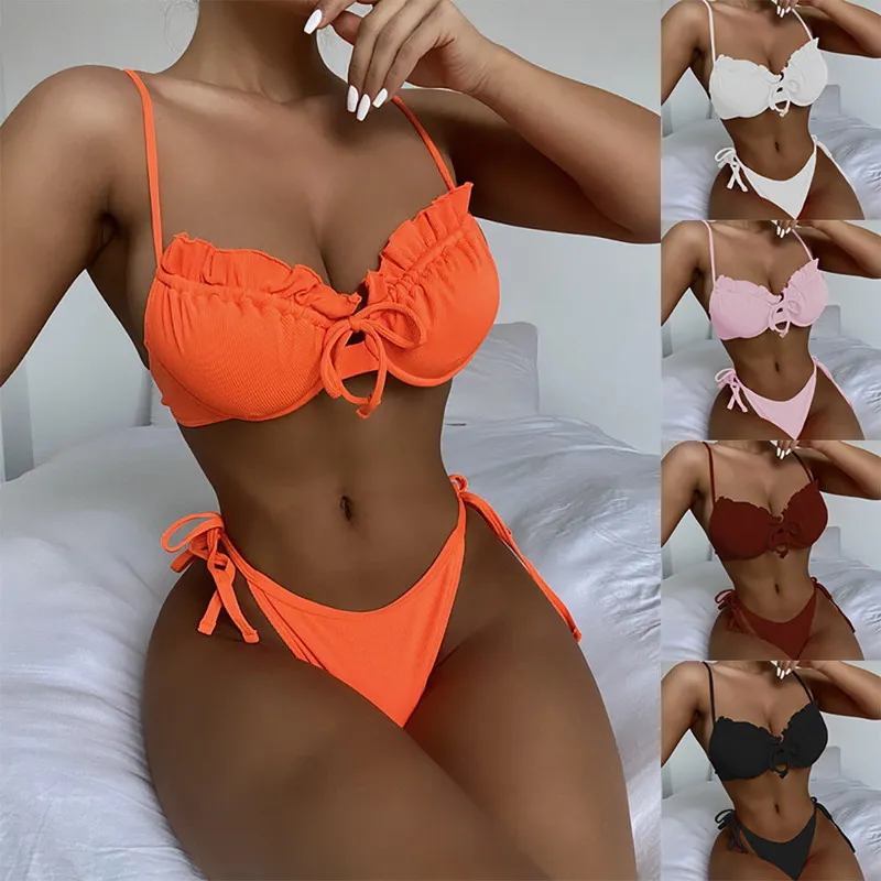 

OEM NO MOQ Sexy Girl Brazilian Bikinis Hot Sell two piece Women swimsuit Swimwear for 2021, As picture