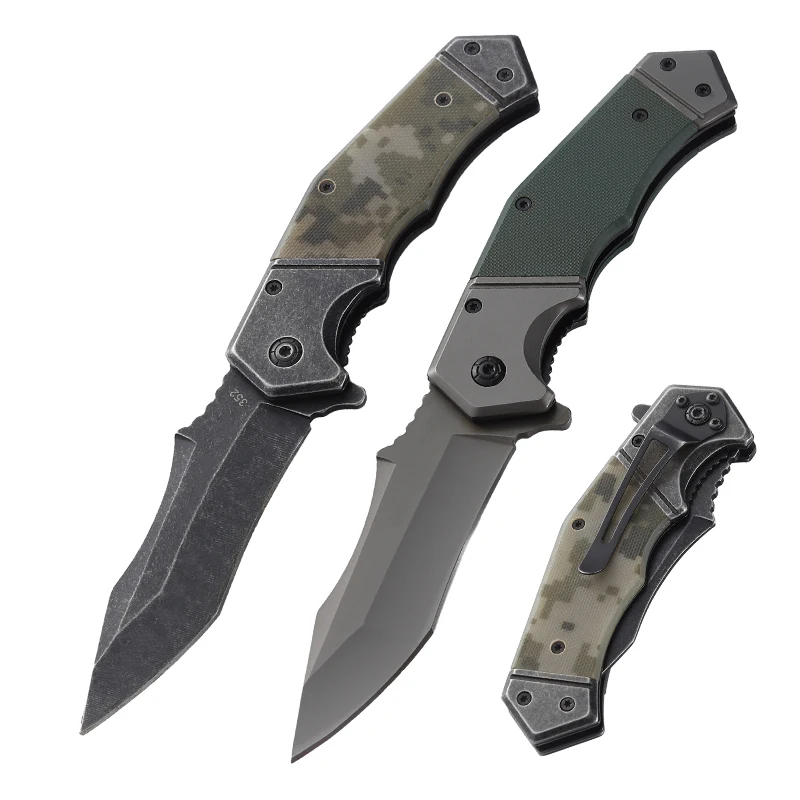 

Latest best-selling products green g10 handle camouflage folding blade survival hunting survival knife