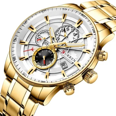 

CURREN 8362 New Arrive Hot Men's Watches Quartz Wristwatches Chronograph Business Watch Sports Stainless Steel Relogio Masculino