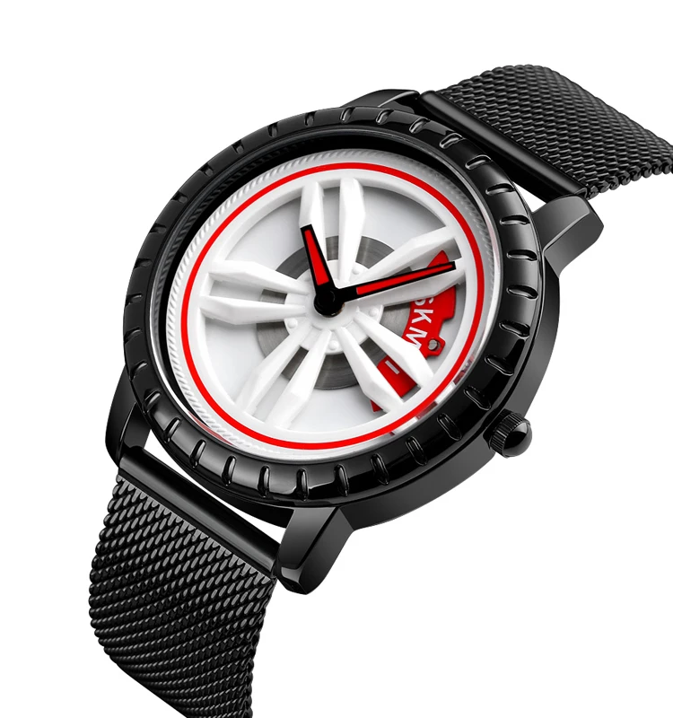 

SKMEI 1634 Sports Car Men Watches Quartz Waterproof Sport Rim Hub Wheel Wristwatch Car Quartz Watches