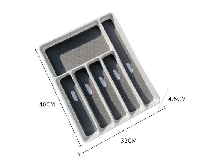 
6 Compartments Plastic Cutlery Tray Organizer Kitchen No Slip Cutlery Trays 