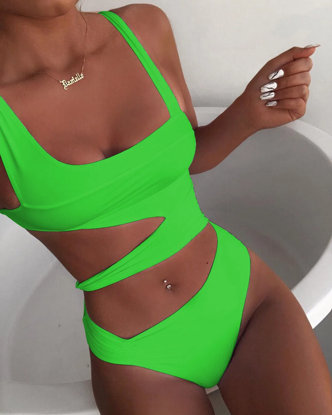 

2021Sexy Bikini Swimwear Bathing Suit Women Hollow Out One Piece Swimsuit, Orange,red or customized colors