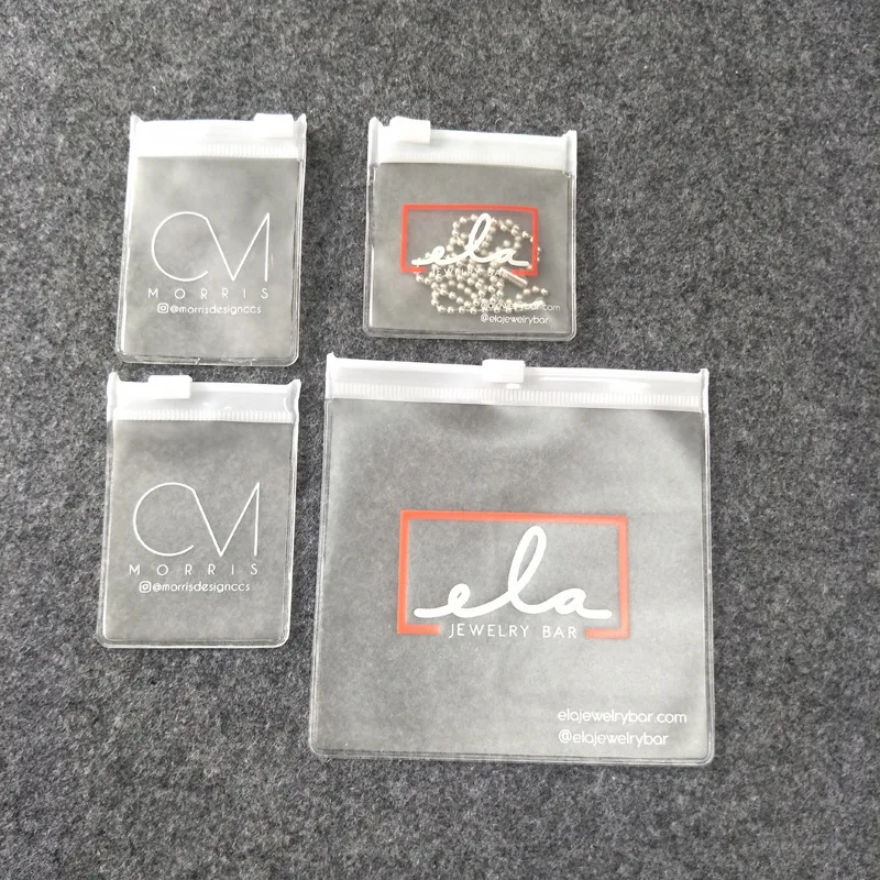 

Custom plastic bag with logo clear Frosted Zipper jewelry pocket dust bags small packaging bags for jewelry pvc jewelry pouch