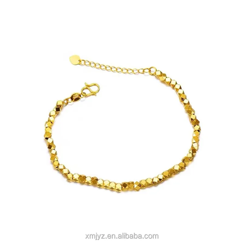 

Certified 999 Pure Gold Small Golden Beads 3D Hard Pure Gold Laser Bead Glossy Round Bracelet Wrist Chain DIY Accessories