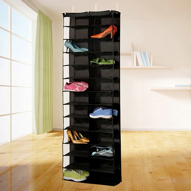 

26 Compartments Shoes And Clothes Storage Hanging Bag Behind The Door, Black,white