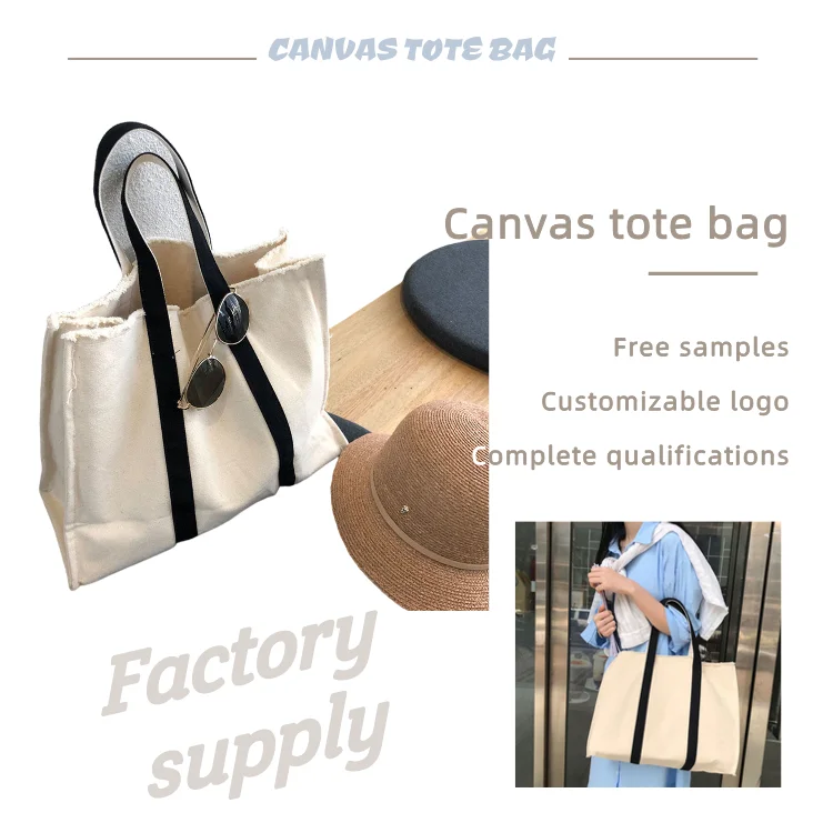 

Factory sale 2021's best-selling Fashionable Hand Bag Tote Cotton Bags With Printed Logo Waxed Zipper Custom Canvas Bag, White