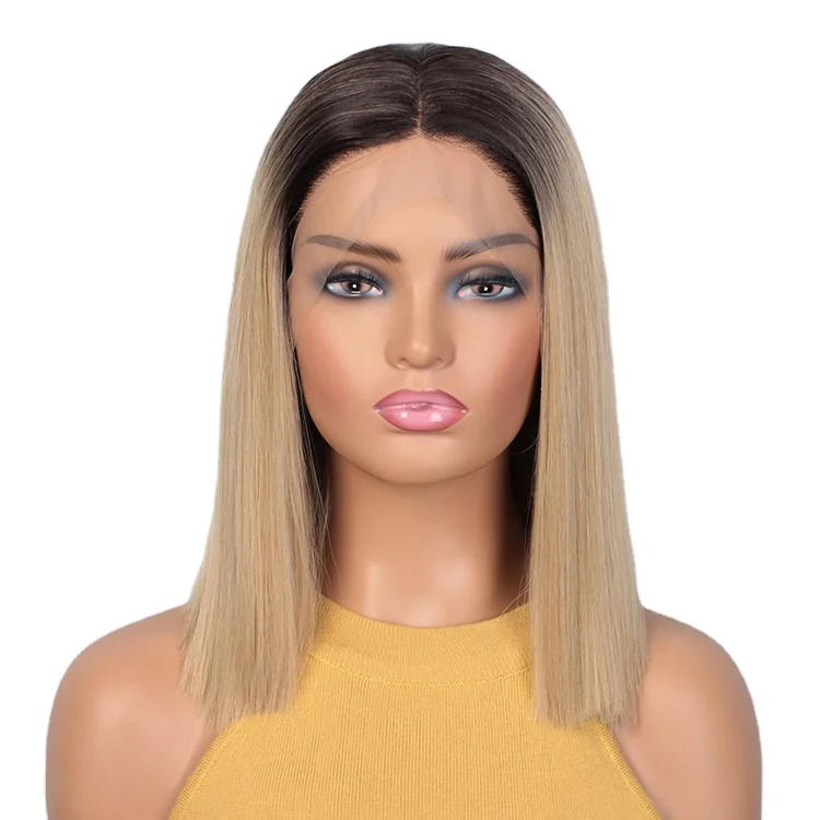 

Aisi Hair Popular Wholesale Vendor Glueless Straight Ombre Blonde Lace Frontal Synthetic Hair For Black Women Lace Front Wig