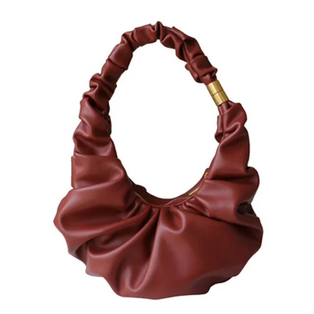

Wholesale original design soft texture exquisite shoulder bag hardware Folded leather Underarm bag female handbags for women, Wine red, white, beige