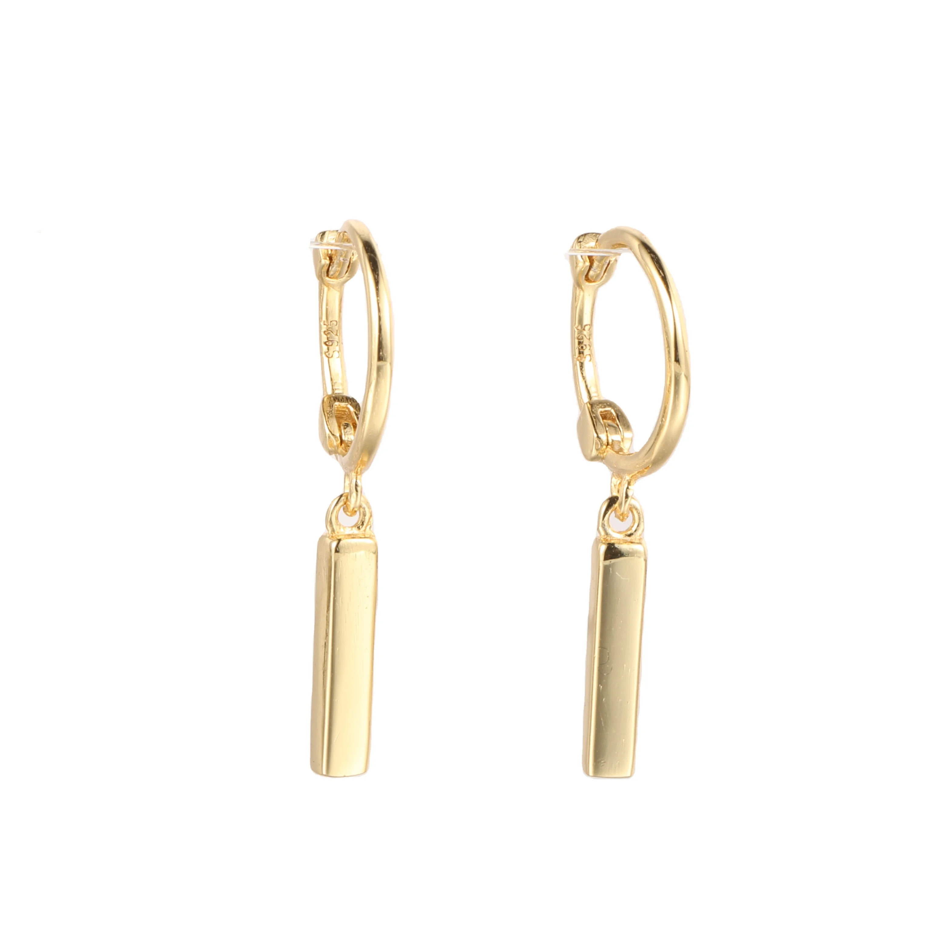 Trending Minimalist Earrings 925 Silver Gold Plated Bar Dangle Hoop Earrings Women