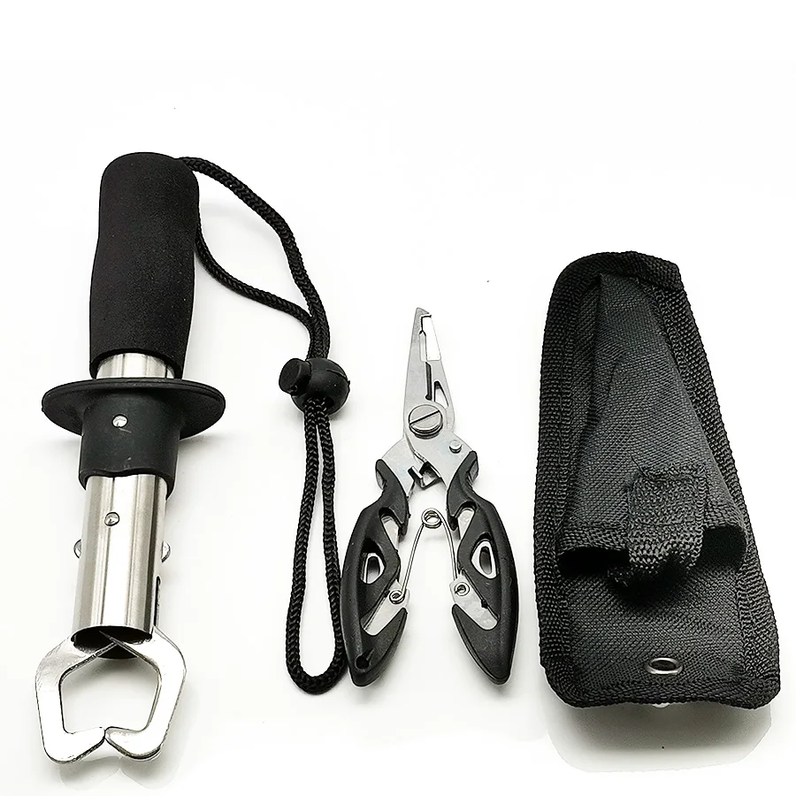 

Fish Tackle Fish Lip Stainless Steel Control Scissor Snip Fishing Grip Set Nipper Pincer Accessory Tool Clip Clamp Cutter, Black