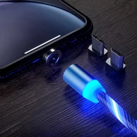 

Metal Magnetic Flowing Light Cable Micro/Type C/8 pin USB Led light Magnetic Cable 3 in1 Magnetic Charger Adapter