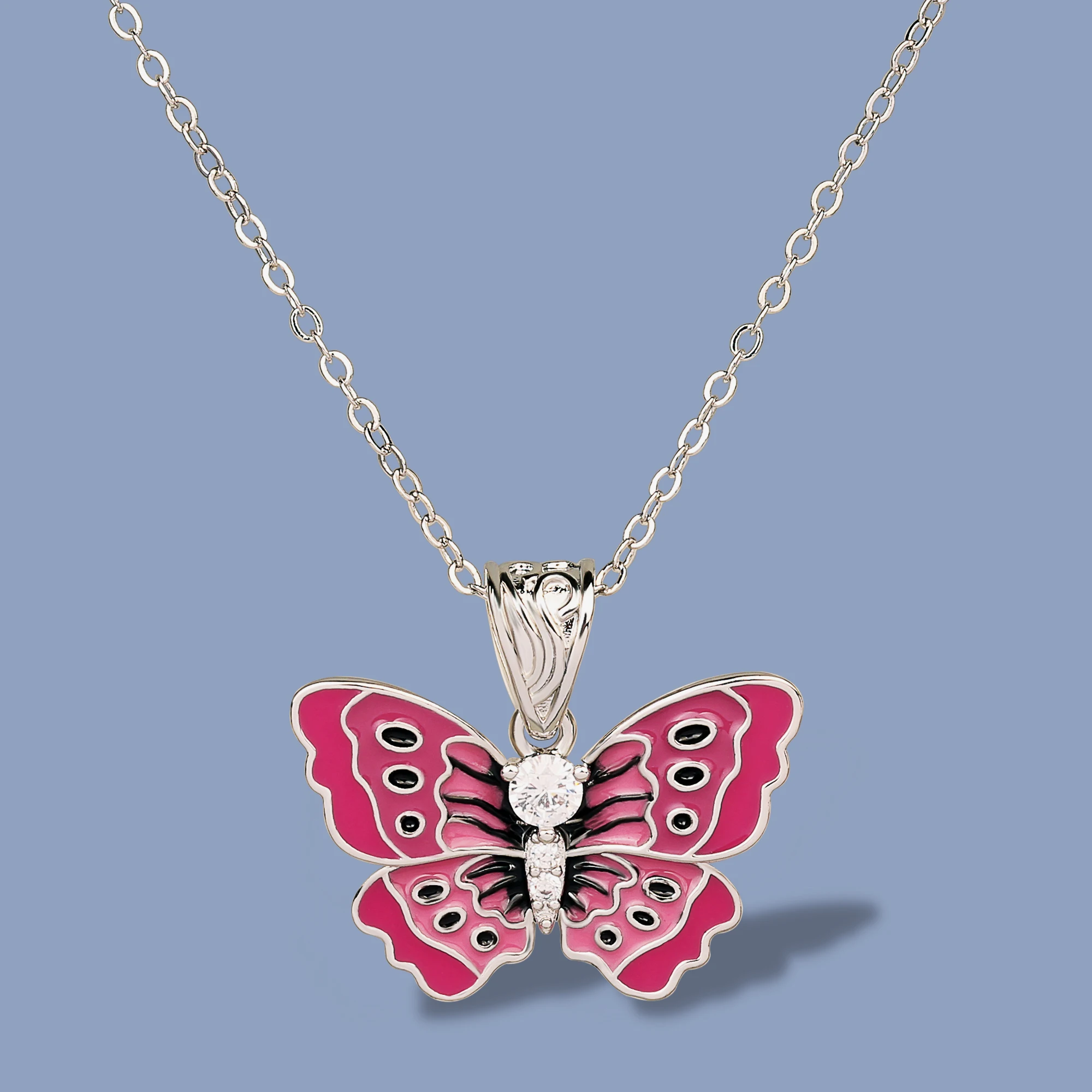

New KYNL0414 Butterfly Necklace Women's Jewelry Wedding Bridal Necklace Handmade Enamel, Silver