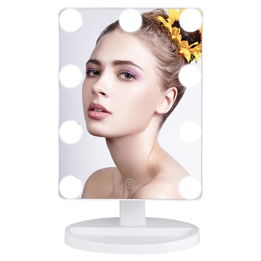 

Custom 360 rotation hollywood 15 bulbs dimmable makeup adjustable cosmetic LED mirror