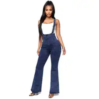 

Sexy New Design Fashion Suspender Pants Bell Bottom High Waist Women Butt Lift Wholesale Flare Jeans