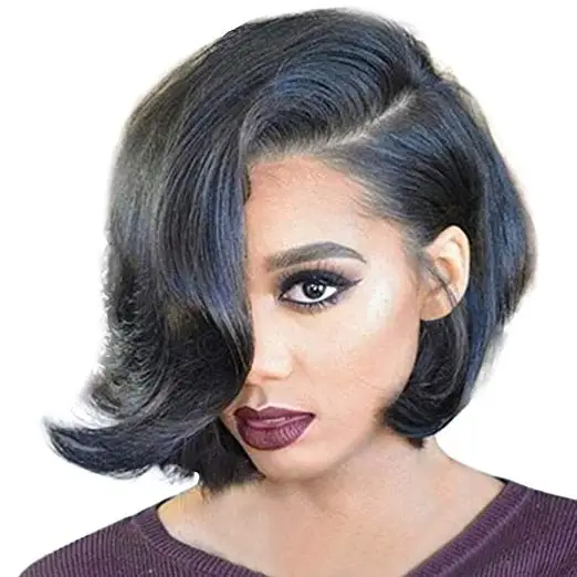 

150% Density Brazilian Transparent Lace Frontal Wigs Human Hair Bob Wigs Side Part Wavy Glueless Lace Wigs