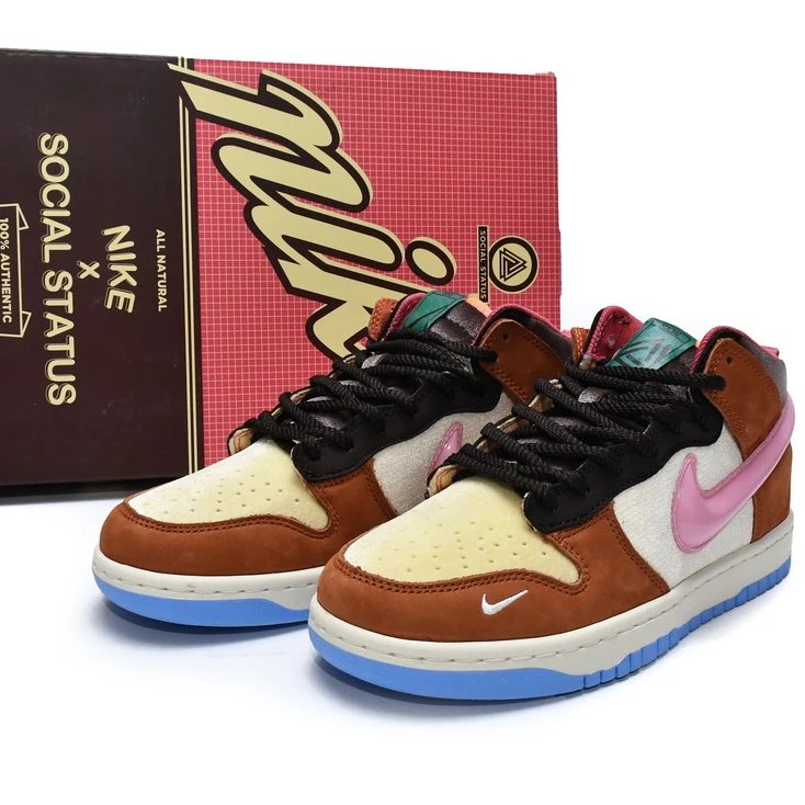 

Nike Dunk Pink Brown Sb Dunks Low Pro High Quality Authentic Grain Genuine Leather Logo Customization Men's Casual Sneakers Men