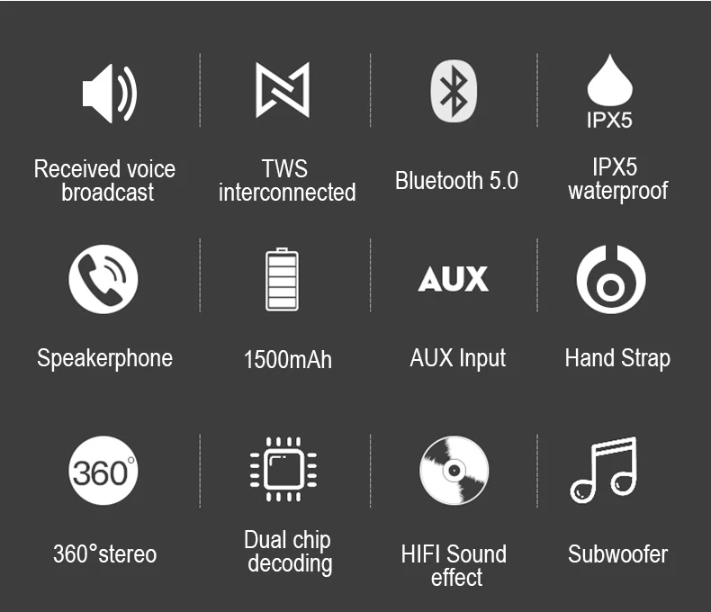 New Stereo Sound Built-in Mic subwoofer speaker B5 Outdoor Portable Wireless waterproof DJ Speaker - ANKUX.COM