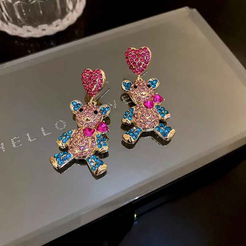 

fashion colorful bear dangle earrings women