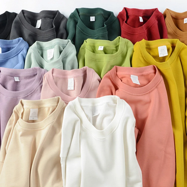 

320g Heavy Terry Oversize Custom Brand Sweatshirt Solid Color Drop Shoulder Round Neck Loose Long Sleeve Pullovers