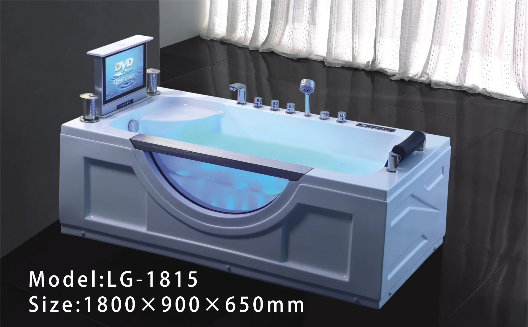 Acrylic Hydro Massage Bathtub With Led Light And Tv Display Buy Acrylic Freestanding Massage