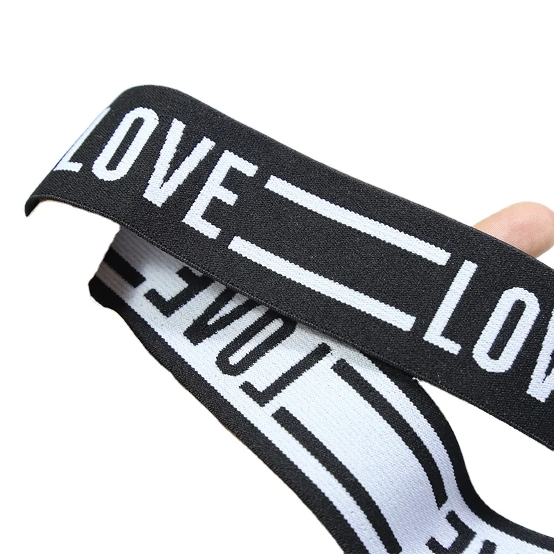 

Customized Jacquard Logo Elastic Bands Clothing Bags Trousers Elastic Rubber
