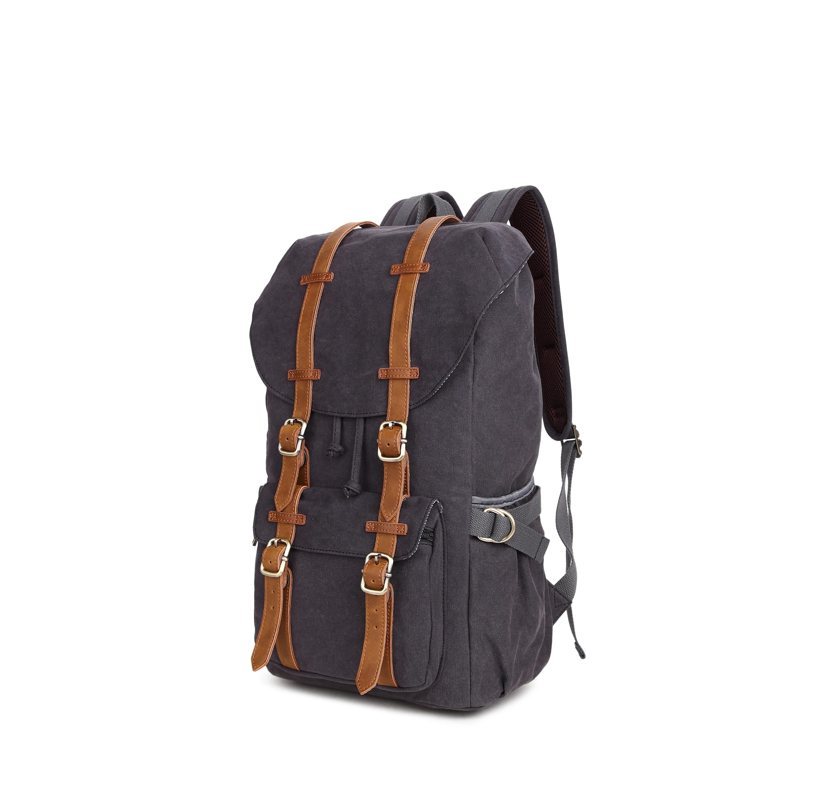 
Outdoor hunting women vintage waterproof canvas leather notebook duffel backpack 