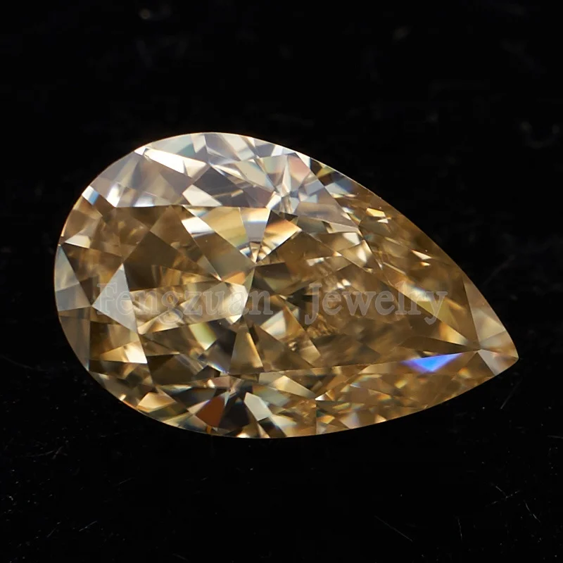 

Loose moissanite champagne yellow color pear shape 1-6ct /8*5-14*10mm with GRA for luxury jewelry