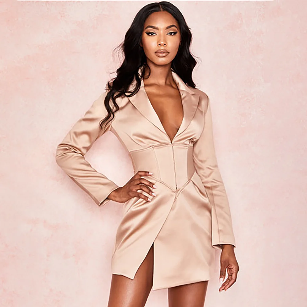 

Women Clothing House Of Sexy V Neck Irregular Fashion Suit Long Sleeve Bodycon Dress