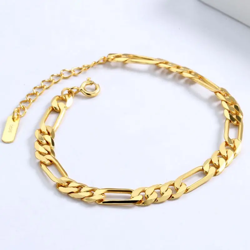 

VANA Chain Link Bracelet Silver 925 Sterling Snake Figaro Cuban Chains Gold Plated 18K Fine Silver Jewelry Bracelets Bangles