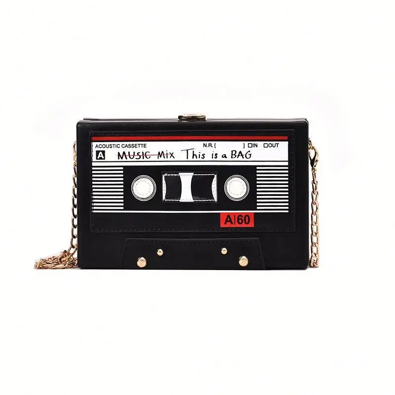 

New Retro Cassette Tape Style Personal Fashion Pu Ladies Clutch Bag Shoulder Crossbody Chain Purse Handbag