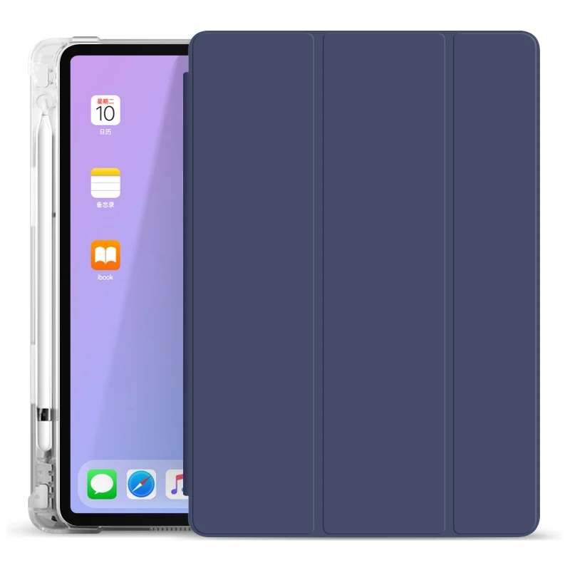 

10.9 inch New shockproof Ultra-thin shell transparent pencil holder cover case for ipad Air4 10.9, 8color