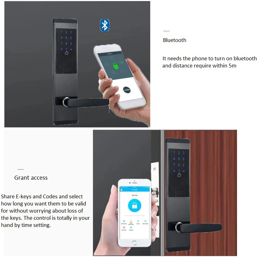 Hot Ttlock Electronic Keyless Bluetooth Smart Lock Pin Code Door Lock ...