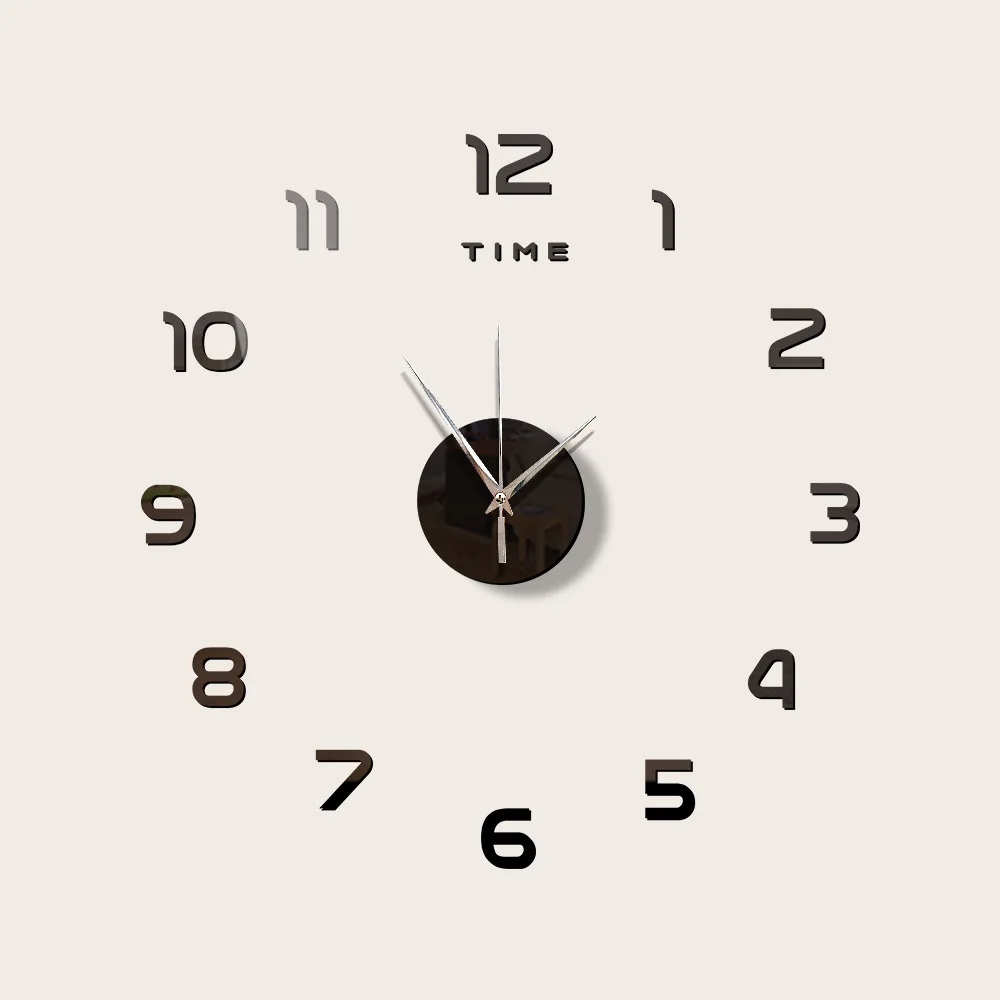 

Home Decorative Wall Sticker 3D Frameless Digital DIY Wall Clock, Nature color