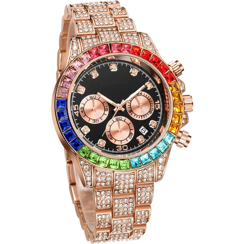 

2021 new design hot salling calendar watch for men color diamond business men watch