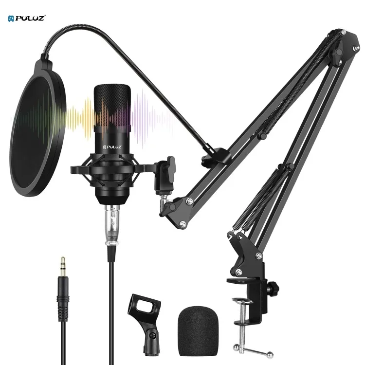 

Same Day Shipping PULUZ Broadcast Suspension Scissor Arm Singing Recording Studio Microphone with USB Sound Card