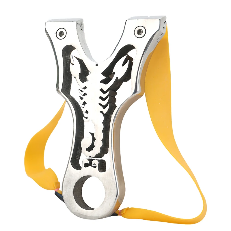 

Professional Stainless Precise Hunting Fishing Catapult Flat Rubber Shooting Catapult, Silvery