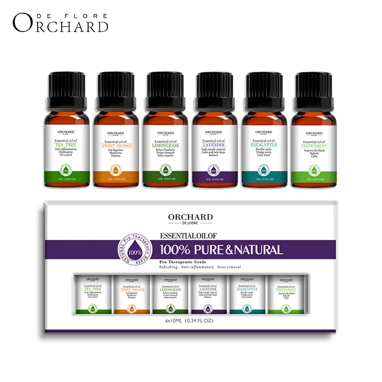 

Wholesale 10ml*6 all natural 100% pure manufacture body aroma mini mint tea tree essential oils set young living