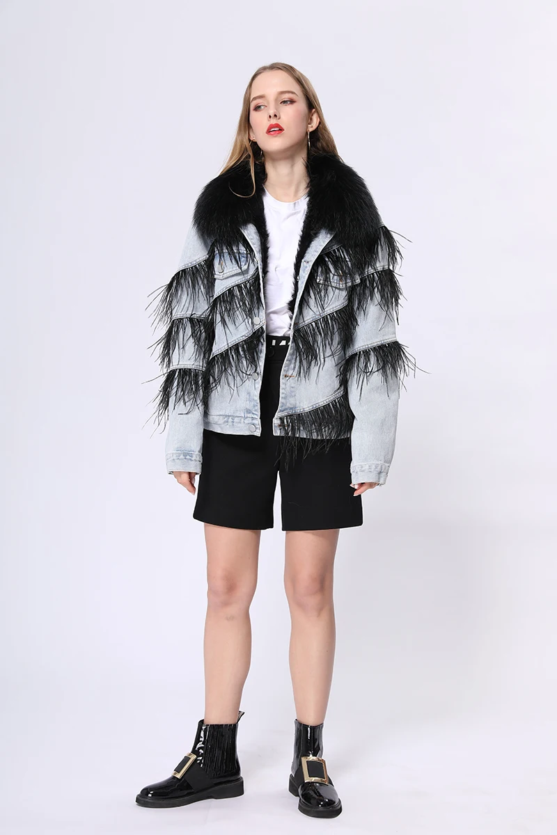 custom cool winter jacket turkey decoration short real fox fur