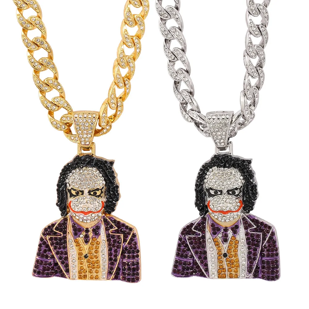 

2021 European and American hip hop necklace cosplay clown Halloween jewelry diy large pendant Cuban necklace