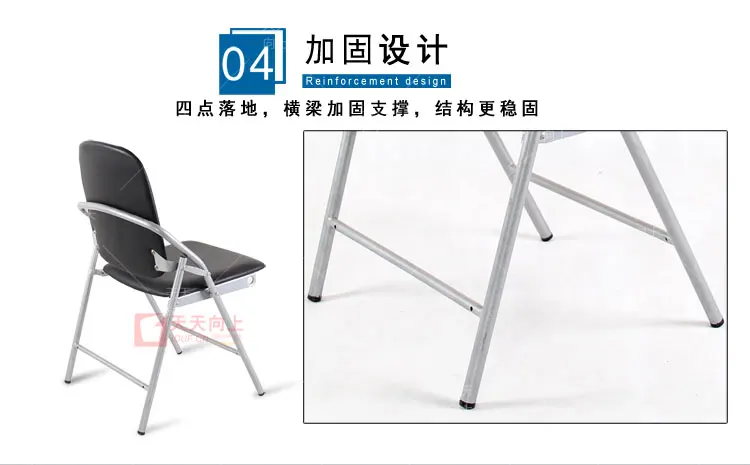 School Teacher's Desk and Chair PU Padded Sponge Cushion Student Chair Wooden Writing Tablet Folding Adult Study Table Chair