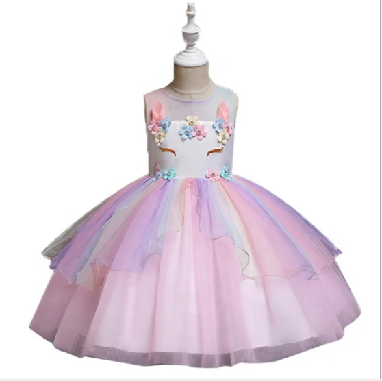 

Fantasy Unicorn Christmas Dress For 2-10 Year Girl Children's Princess Costume Kids Birthday Party Infant Tutu Child Clothes, Picture shows
