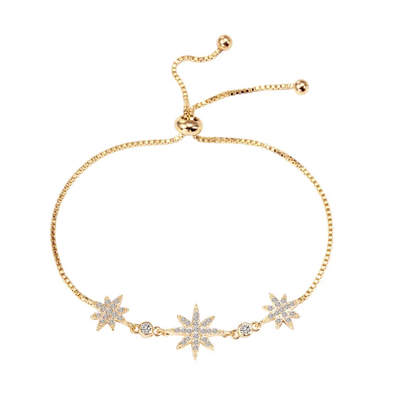 

Hesiod Luxury Eight Star Inlay Zircon Real Gold Plated Brass Bracelet