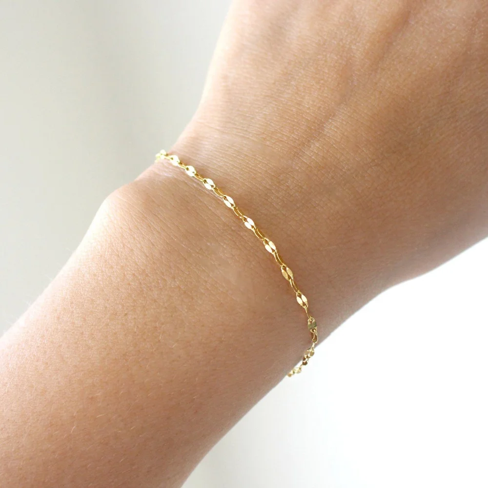 

2022 Hot Sale 316L Stainless Steel Gold Plated Jewelry Adjustable Thin Chian Bracelet for Girls, Gold /silver/ rose gold