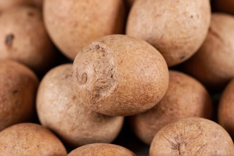 Close-up photograph of whole nutmeg seeds next to freshly grated nutmeg on a wooden cutting board