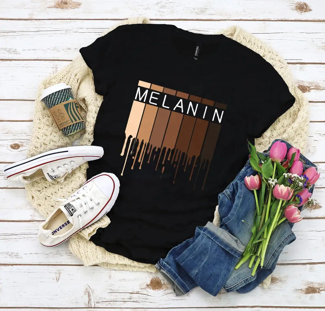 

Wholesale Melanin Black T Shirts Printing T-shirt Funny Shirt Women Short Sleeve Graphic Oversized Tshirt, Picture showed