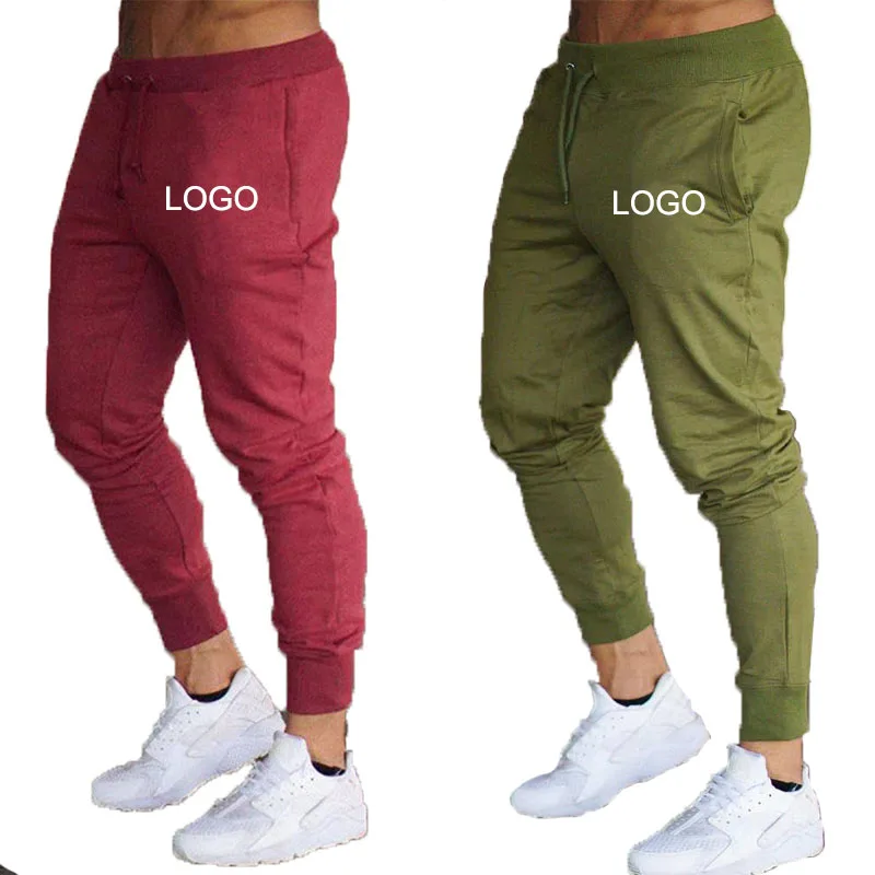 Custom Logo Men Cotton Jogger Pants Sweatpants Eco Friendly Tapered Slim Fit Joggers Grey Gym Joggers de hombres Mens Activewear